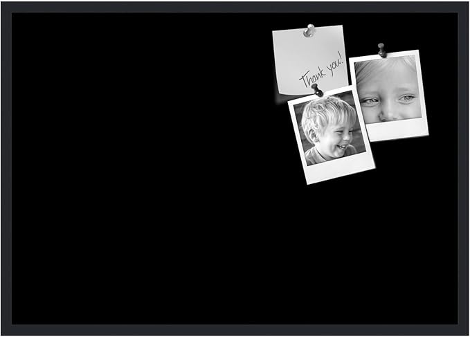 PinPix 40x28 Inch Cork Bulletin Board. This Decorative Framed Pin Board Comes with Solid Black Design and a Satin Black Frame. Ideal for Home Office Decor or Message Board (PinPix-622)-DeskLoop Office