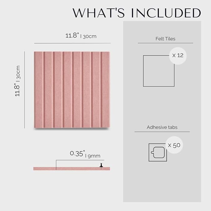 Large Cork Boards for Walls Black Felt Alternative - Slat Wall Paneling, Bulletin Board Tiles for Home Decor, Push Pin Corkboard Organizer for Office or Classroom-12-Pack Panel Kit (Coral)-DeskLoop Office