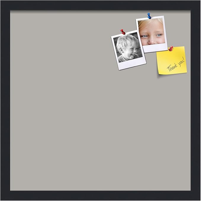 PinPix 18x18 Inch Cork Bulletin Board. This Decorative Framed Pin Board Comes with Dark Stone Design and a Satin Black Frame. Ideal for Home Office Decor or Message Board (PinPix-1808)-DeskLoop Office