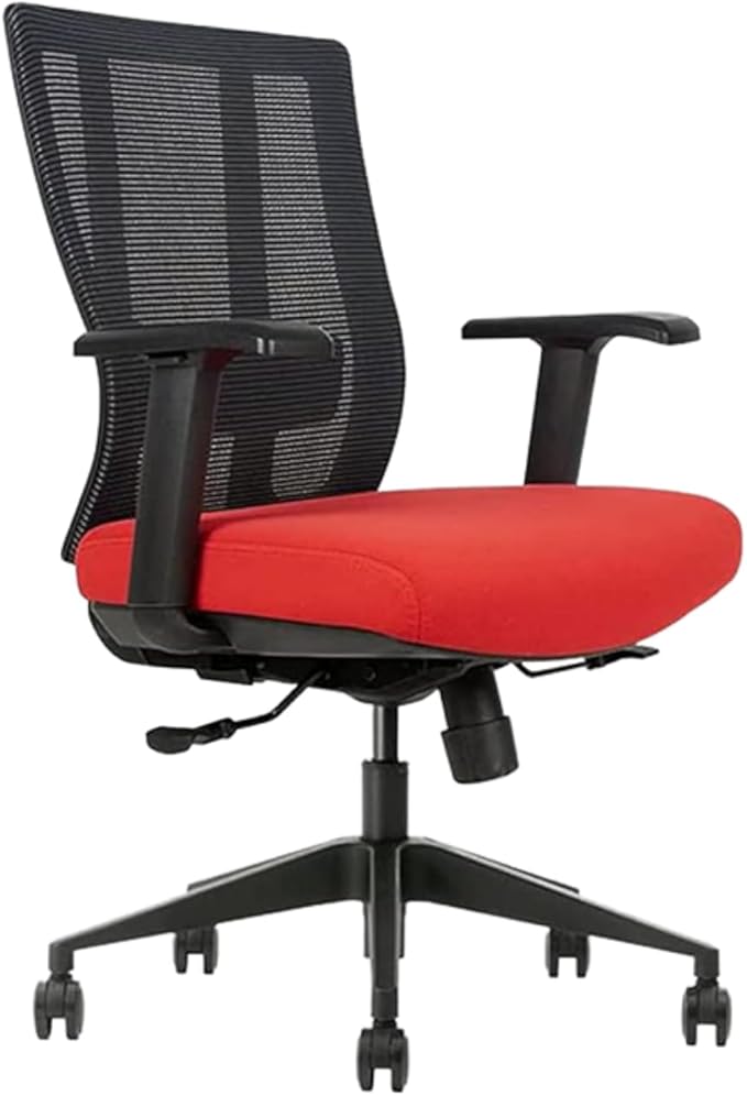 Bitchair Ergonomic Mesh Conference Room Chair - Adjustable Lumbar Support Computer Desk Chair Height Adjustable Arms - Seat Depth Adjustable Executive Office Chair - Black (Red) (Pack of 1)-DeskLoop Office