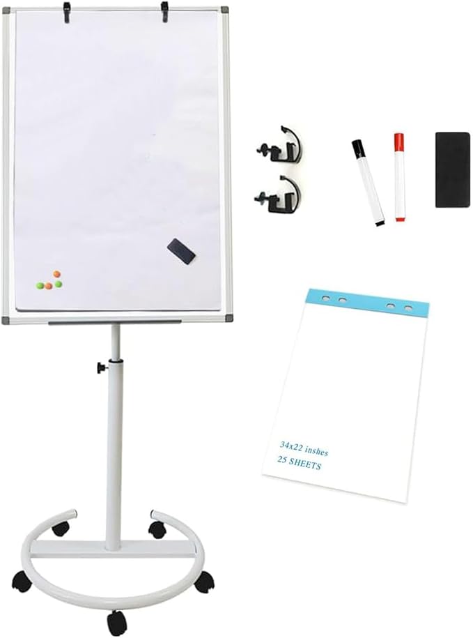 Mobile Dry Erase Board – 36x24 inches Height Adjustable Magnetic Portable by Boardest