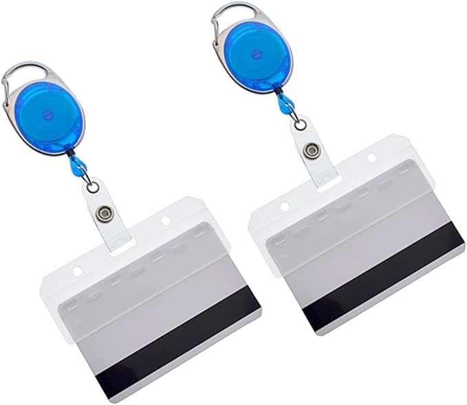 2 Pack - Premium Carabiner Badge Reel - Mag Stripe Exposed ID Holder by SpecialistID