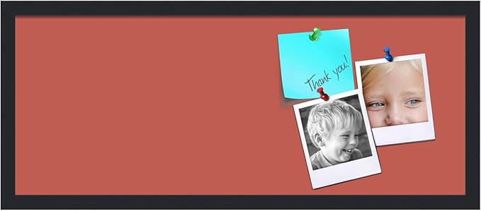 PinPix 30x12 Inch Cork Bulletin Board. This Decorative Framed Pin Board Comes with Crimson Pastel Design and a Satin Black Frame. Ideal for Home Office Decor or Message Board (PinPix-1807)-DeskLoop Office