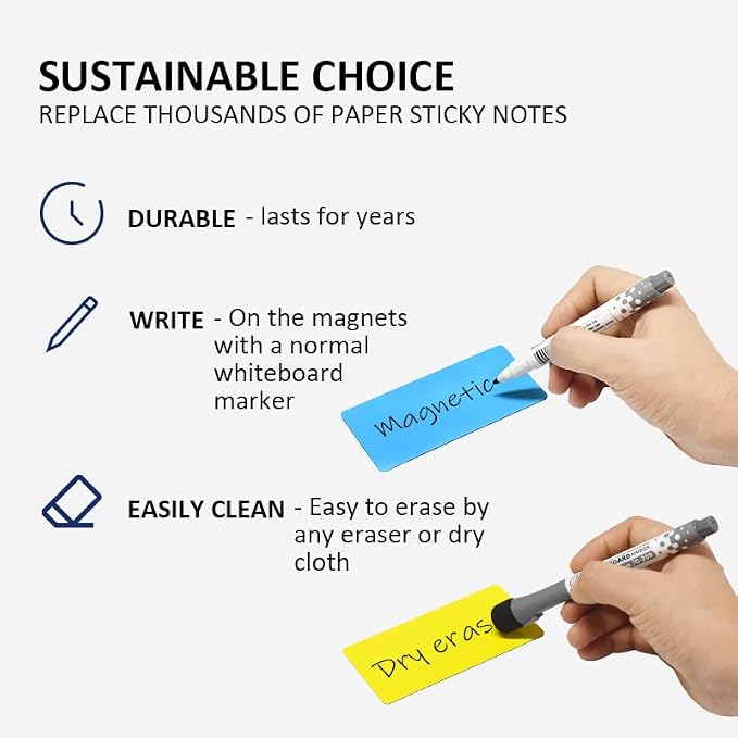 Dry Erase Magnetic Labels, 4x2 Inch, 40 Pieces in 5 Colors, - Image 8
