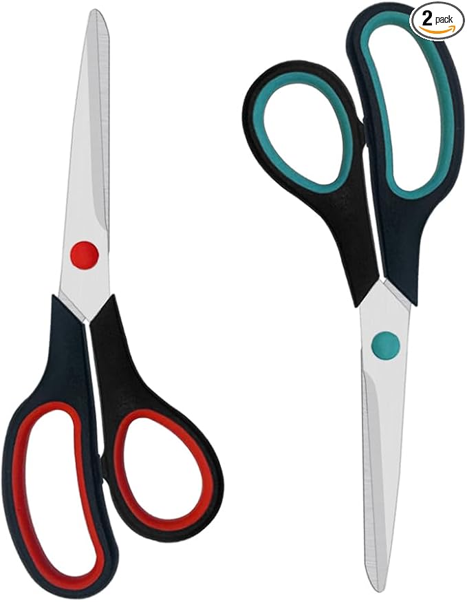 Scissors, 2 Pack 7.5 inch Scissors by Aksiko