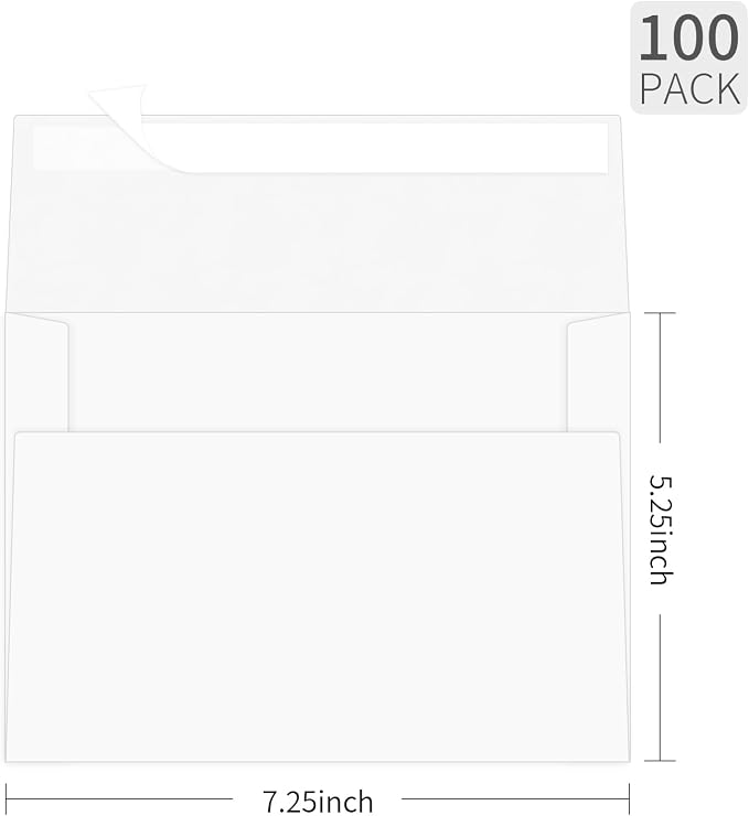 5x7 Envelopes For Invitation, A7 Envelope white, 100 pack 5x7 card Envelopes - Image 2