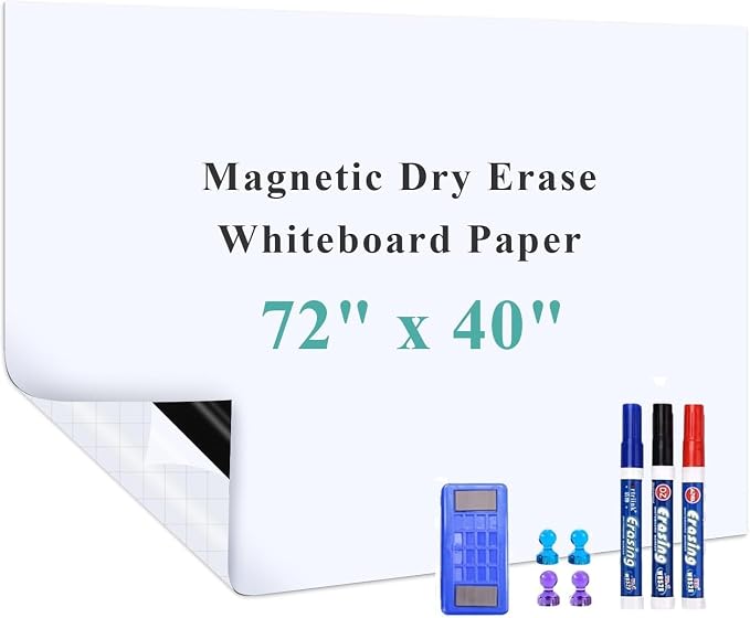 Huge Self-Adhesive Whiteboard Sticker: 72" x 40" Magnet Receptive Dry Erase by Warasee