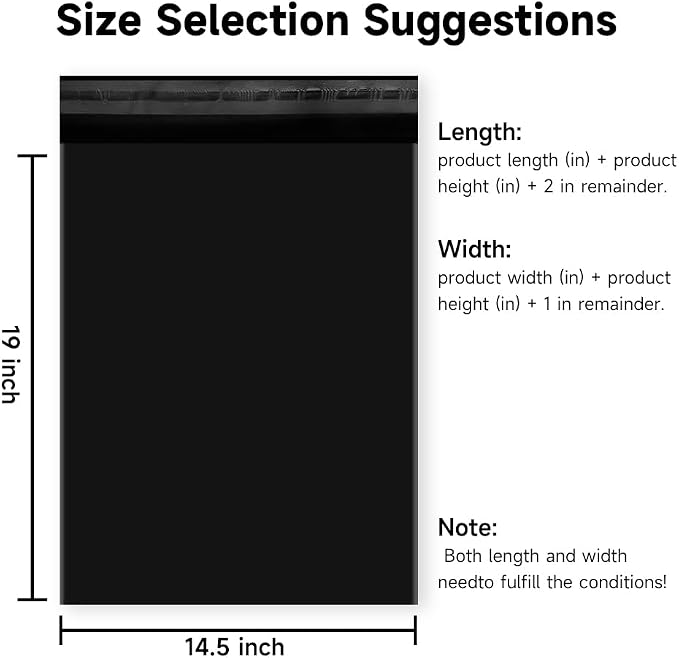 Black Poly Mailers 14.5x19 Inch, 200 Pack | Self-seal shipping bags - Image 5