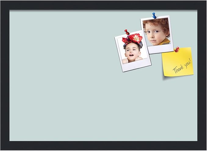 PinPix 20x14 Inch Cork Bulletin Board. This Decorative Framed Pin Board Comes with Soft Blue Design and a Satin Black Frame. Ideal for Home Office Decor or Message Board (PinPix-1814)-DeskLoop Office