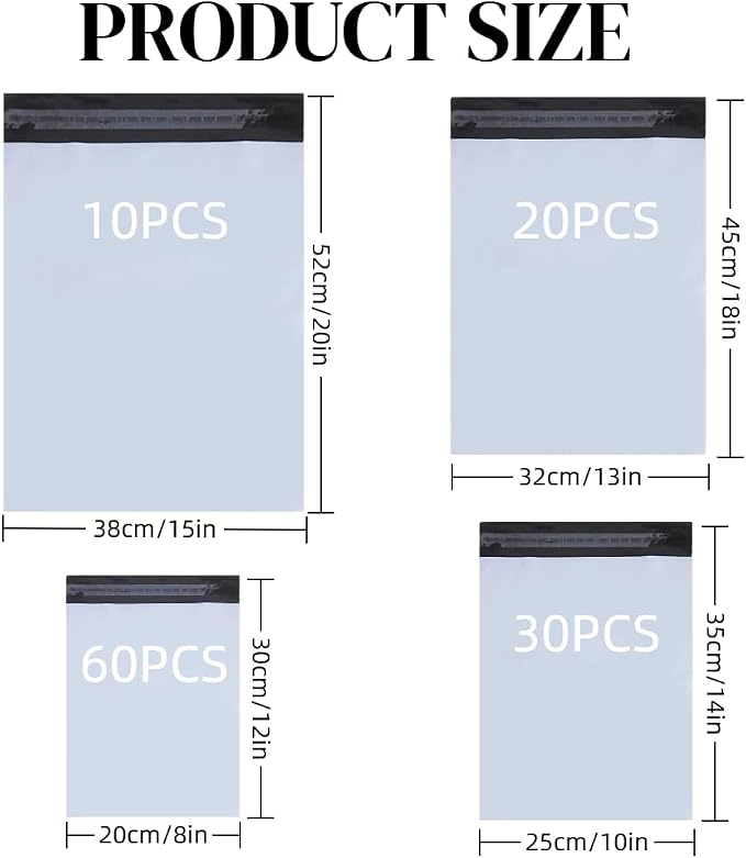 120 Pcs Poly Mailer Envelope 4 Sizes Shipping Bags Self Adhesive Clasp Envelope - Image 2