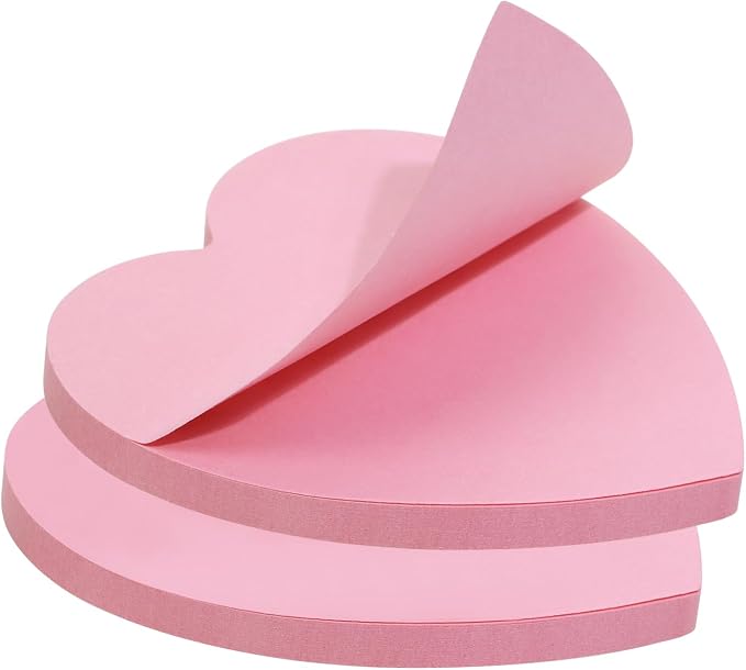 Mini Skater 2 Pack Kraft Paper Sticky Notes Heart Shaped Self-Stick Blank Book by Mini+Skater
