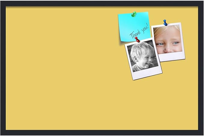 PinPix 34x22 Inch Cork Bulletin Board. This Decorative Framed Pin Board Comes with Honey Pastel Design and a Satin Black Frame. Ideal for Home Office Decor or Message Board (PinPix-1810)-DeskLoop Office