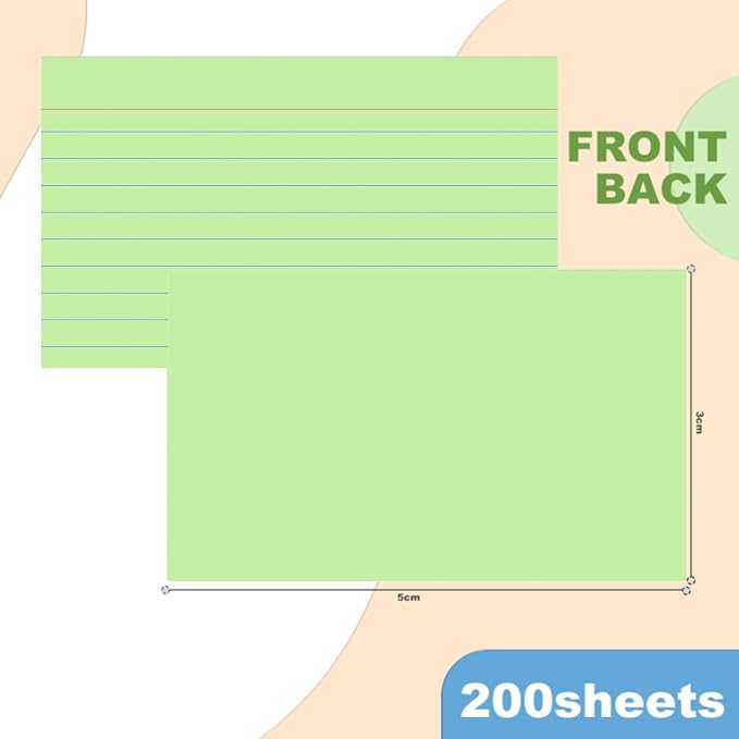 3x5 Index Cards 200 Count, Colored Thick Flash Cards Lined Notecards - Image 2