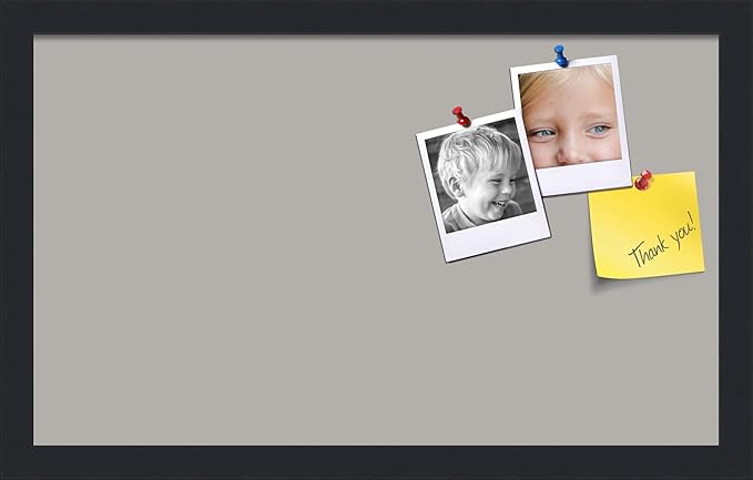 PinPix 20x12 Inch Cork Bulletin Board. This Decorative Framed Pin Board Comes with Dark Stone Design and a Satin Black Frame. Ideal for Home Office Decor or Message Board (PinPix-1808)-DeskLoop Office