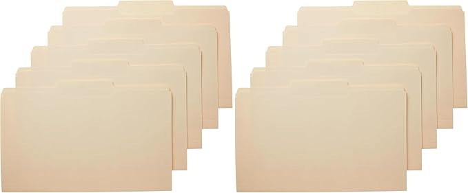 Amazon Basics Sturdy Manila File Folders, 1/3 Tabs in Assorted Positions by AmazonBasics