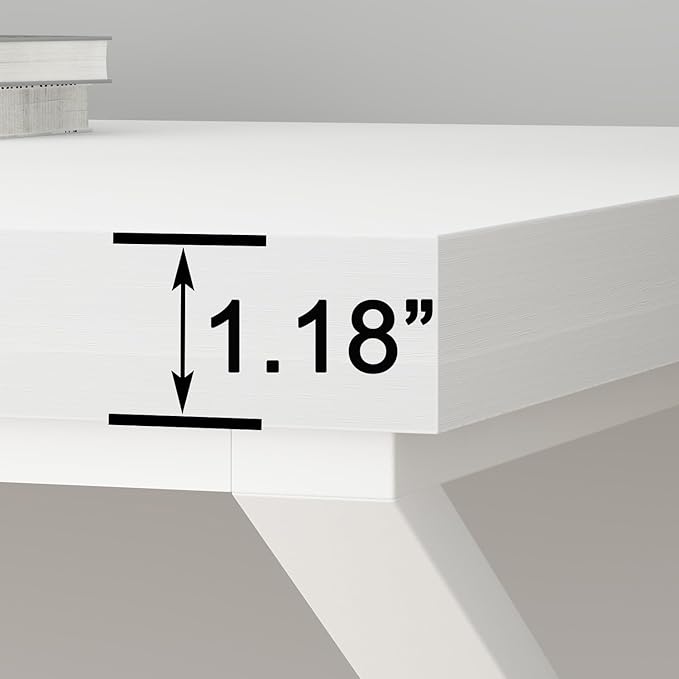 HSH 70 Inch Long White Computer Desk, Modern Large Executive Work Writing Study Gaming Desk for Home Office, Industrial Metal Wooden Two Person Desk Dual Monitor Workstation in Bedroom Living Room-DeskLoop Office