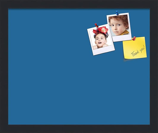 PinPix 17x14 Inch Cork Bulletin Board. This Decorative Framed Pin Board Comes with Navy Pastel Design and a Satin Black Frame. Ideal for Home Office Decor or Message Board (PinPix-1811)-DeskLoop Office