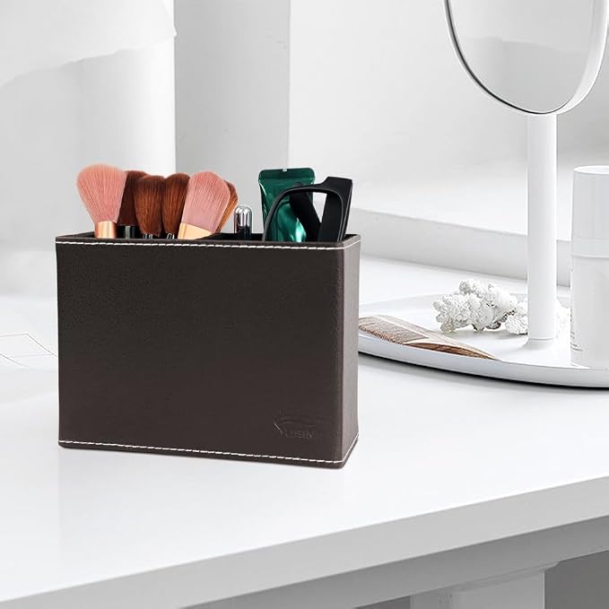 Pen Pencil Holder Cup Container PU Leather Desk Organizer Stand Decor Brush - Image 4