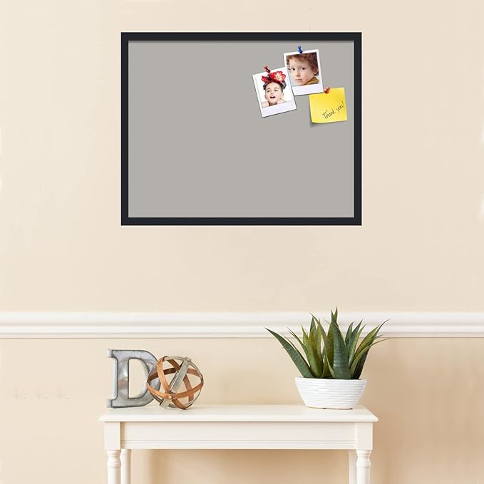 PinPix 28x22 Inch Cork Bulletin Board. This Decorative Framed Pin Board Comes with Dark Stone Design and a Satin Black Frame. Ideal for Home Office Decor or Message Board (PinPix-1808)-DeskLoop Office