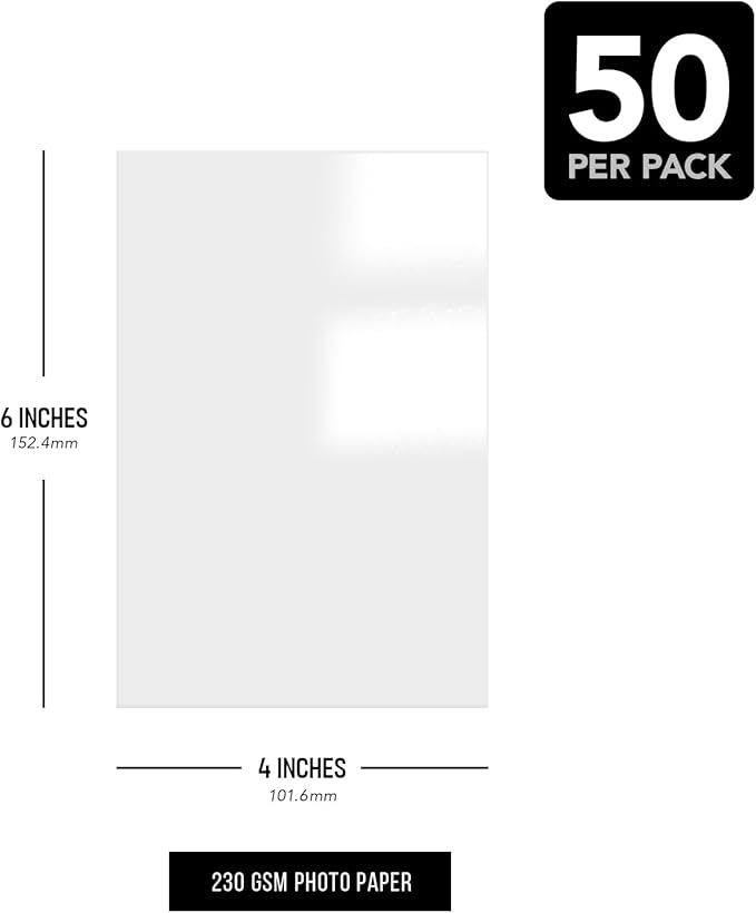 4" x 6" Photo Paper for Inkjet & Laser Printers - Extra Thick, High Gloss for Full Color Printing - Premium White Glossy, Instant Dry Paper for Everyday Pictures, Albums - 50 Sheets per Pack-DeskLoop Office