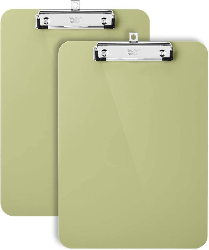 Mr. Pen- Plastic Clipboard, 12.5" x 9", 2 Pack | Faded Olive Green Clipboard by MrPen
