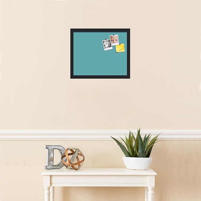 PinPix 16x13 Inch Cork Bulletin Board. This Decorative Framed Pin Board Comes with Aqua Pastel Design and a Satin Black Frame. Ideal for Home Office Decor or Message Board (PinPix-1806)-DeskLoop Office