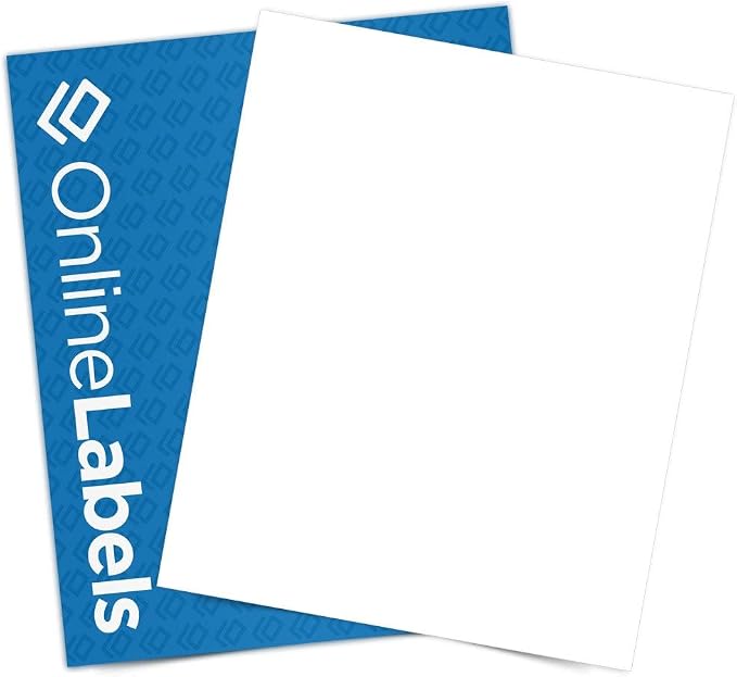 Sticker Paper, 250 Sheets, 8.5" x 11" Full Sheet Label, Works by OnlineLabels