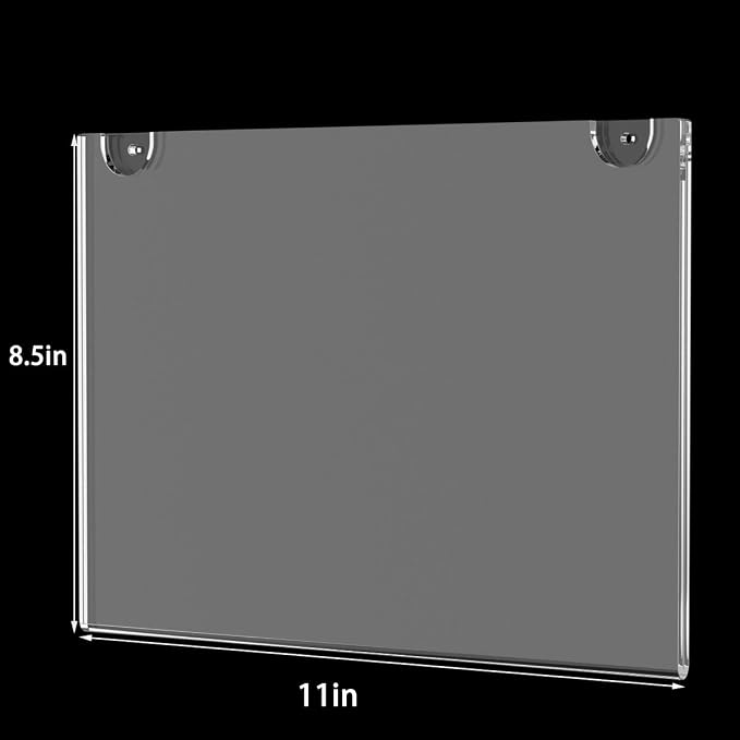 HIIMIEI Acrylic Wall Mount Sign Holder 8.5 x 11 Horizontal 12 Pack, Wall Mount - Image 2