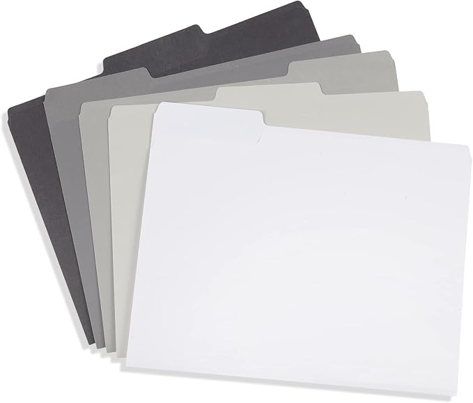 Blue Summit Supplies 100 Grayscale File Folders, Letter Size, 1/3 Cut Tab - Image 3