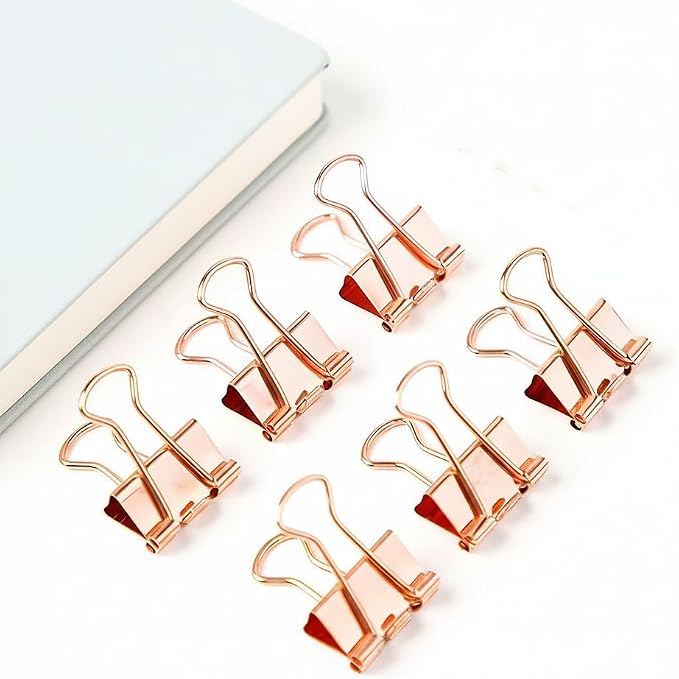 50 Pack Small Rose Gold Binder Clips 3/4 Inch, Colored Little Paper Clamps - Image 5