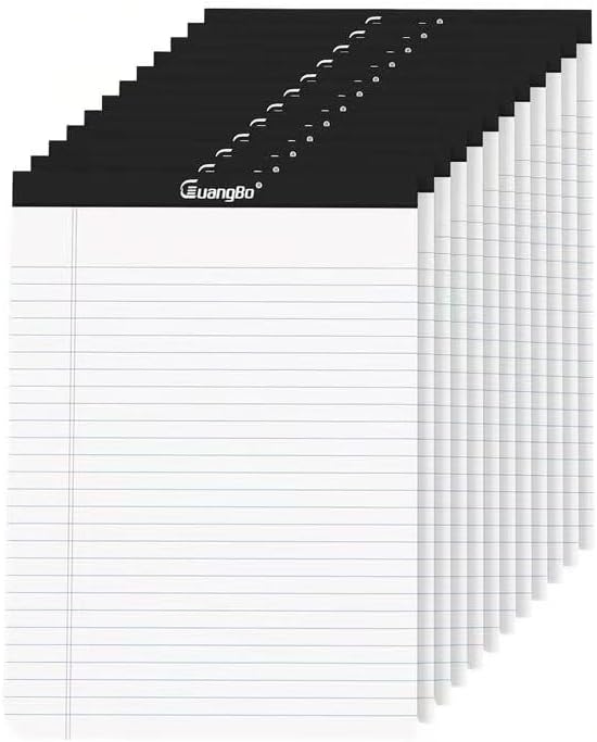 12 Pack White Legal Pads 5x8 Legal Ruled Note Pad 50 Sheets Notepads Micro by GUANGBO