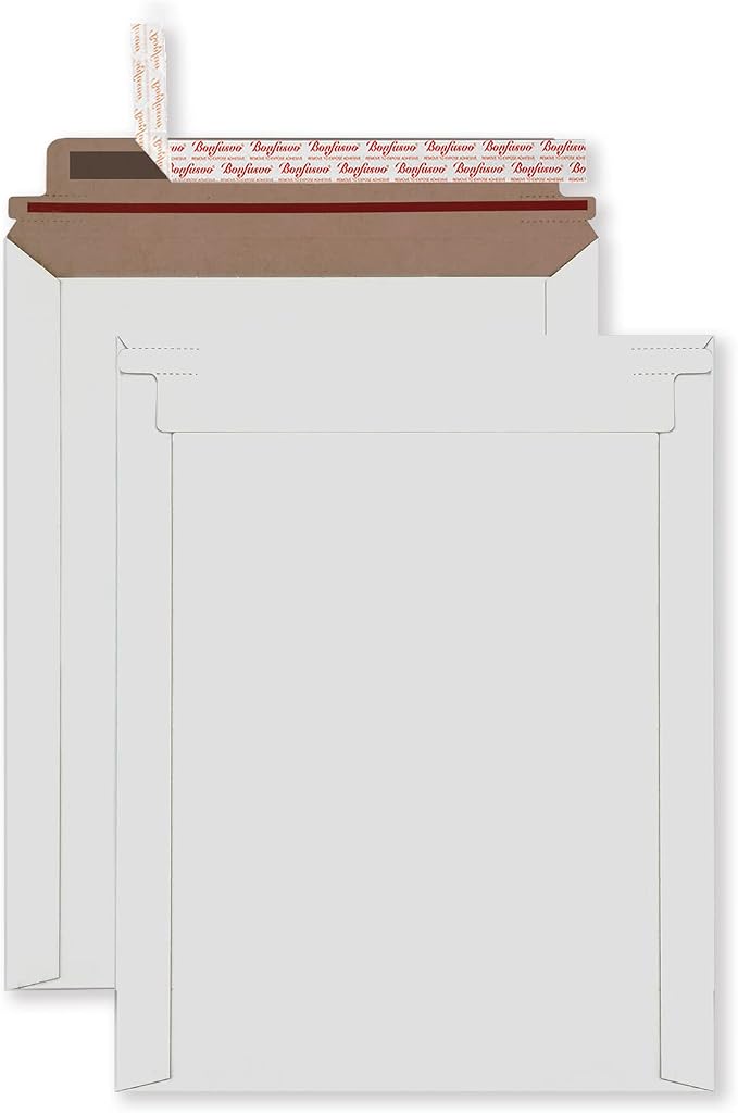 Bonfasvo Rigid Mailers 30 Pack 6.25 x 8.25 inches White Self Seal Stay Flat by Bonfasvo