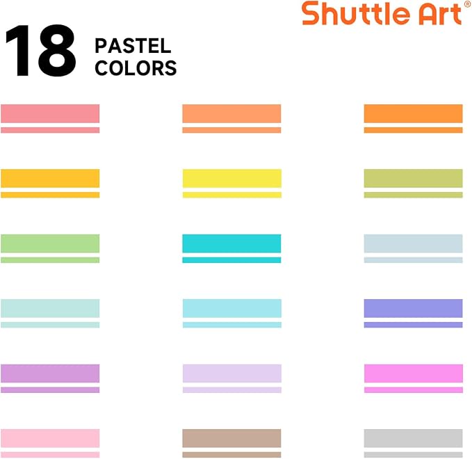 Shuttle Art Pastel Highlighters, 18 Colours Dual Tip Highlighters, Highlighter - Image 2