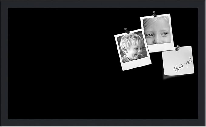 PinPix 24x14 Inch Cork Bulletin Board. This Decorative Framed Pin Board Comes with Solid Black Design and a Satin Black Frame. Ideal for Home Office Decor or Message Board (PinPix-622)-DeskLoop Office