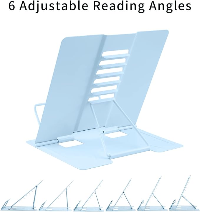 MSDADA Desk Book Stand Metal Reading Rest Book Holder Adjustable Document - Image 3