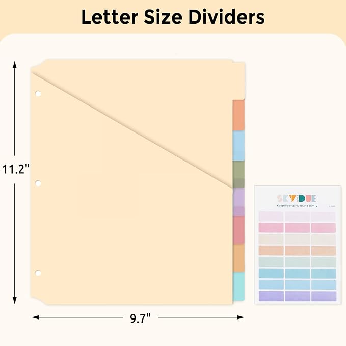 SKYDUE Binder Dividers with Tab, Pastel Dividers - Image 2