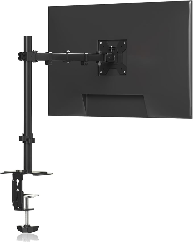 Pholiten Single Monitor Stand, Heavy Duty Adjustable Monitor Arm Desk Mount for 13-27Inch, Tilt, Swivel, Rotate, Support 22 lbs,Black-DeskLoop Office