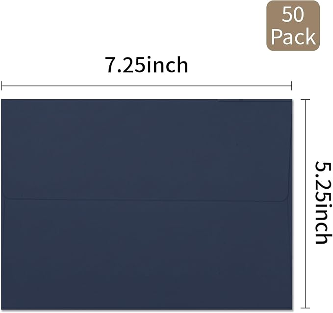 YINUOYOUJIA 50 Packs Navy Blue A7 Envelopes, 5x7 Envelopes - Image 2