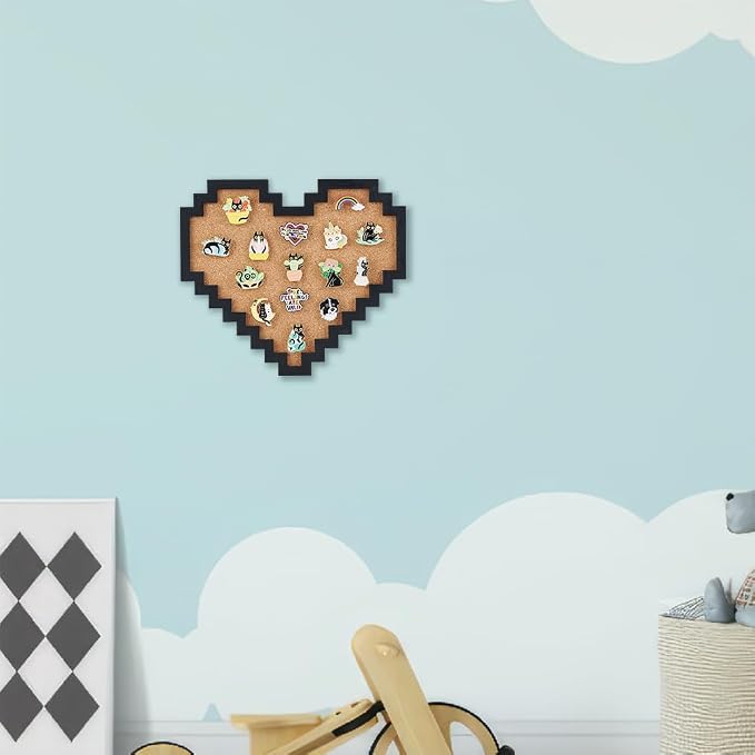 BENECREAT Pin Board Pixel Heart Cork Board, 0.8inch Thick Wall Mounted Cork - Image 6