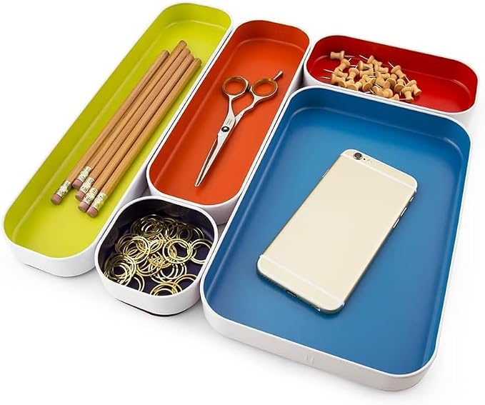 Three by Three Seattle 5 Piece Shallow Metal Organizer Tray Set - Image 5