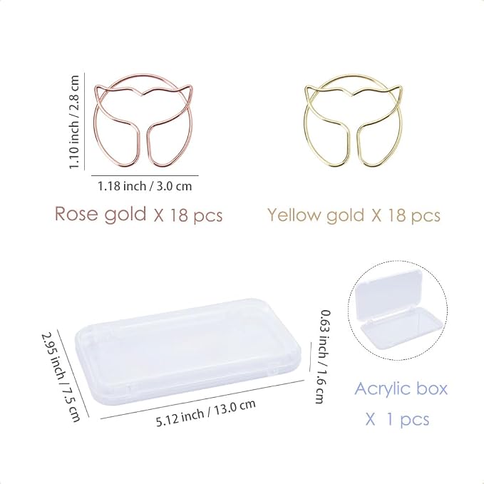 OWLFAVO 36pcs Whale Tail Shape Paper Clips - Image 2