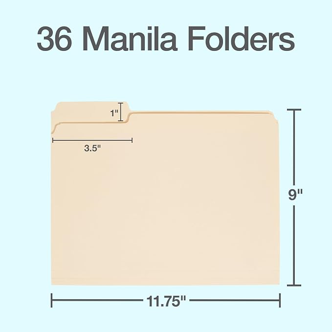 Oxford File Folders, 36 Pack, Letter Size, 3 Tabs, Durable Manila Paper - Image 2