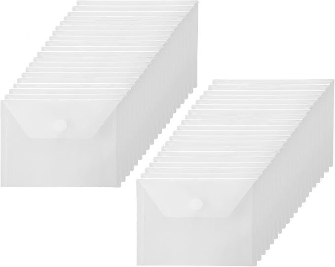 4x6 Plastic Envelopes Hook Loop Closure Coupon Receipt Storage Holder 40 Pack by YESSART