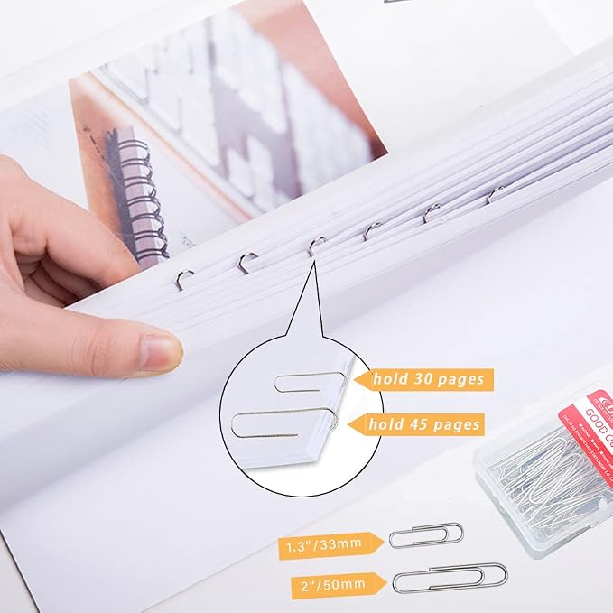220pcs Silver Paper Clips, Medium and Jumbo Size Office Paperclips - - Image 5