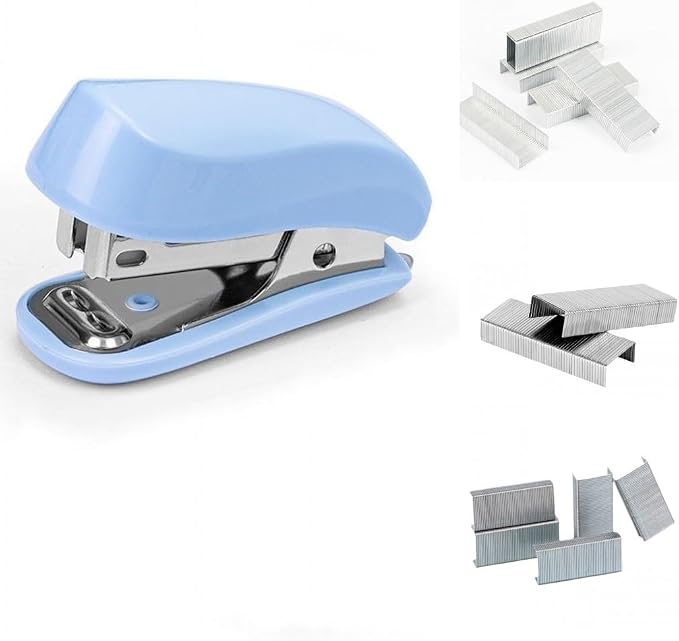 Blue Color Mini Stapler with Staples, Small Cute Stapler by Knamoda