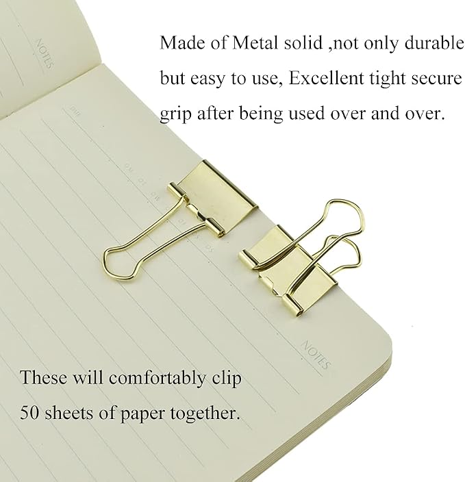 HAHIYO Binder Clips Paper Clamps Spring Steel Sturdy 0.98 inches Width 0.31 - Image 6