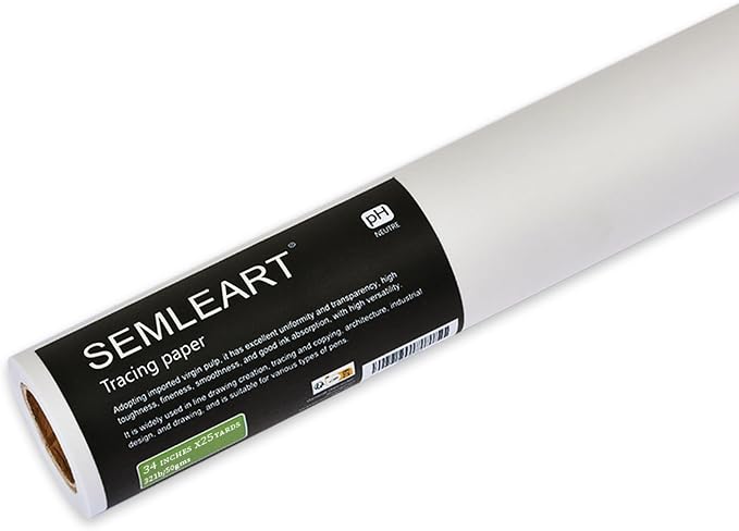 SEMLEART Artit's Tracing Paper roll, 32lb/50gsm, 34 inch x 25 Yard, Translucent by SEMLEART