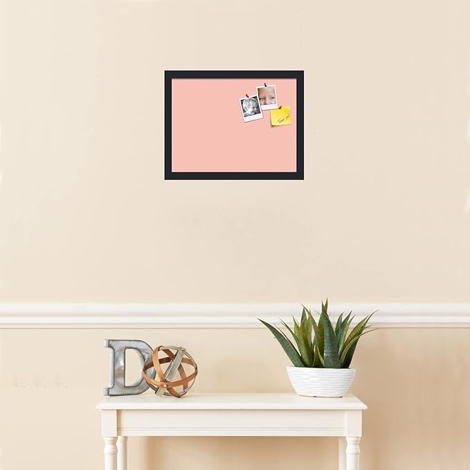 PinPix 16x12 Inch Cork Bulletin Board. This Decorative Framed Pin Board Comes with Pink Pastel Design and a Satin Black Frame. Ideal for Home Office Decor or Message Board (PinPix-1813)-DeskLoop Office