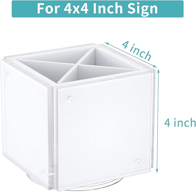 HIIMIEI Acrylic Rotating Pen Holder for Desk, Pencil Holder Picture Frame Holds 4 Family Photos of 4"x4", Desk Pen holder Organizer for Office, Classroom, Home, Kids (White)-DeskLoop Office