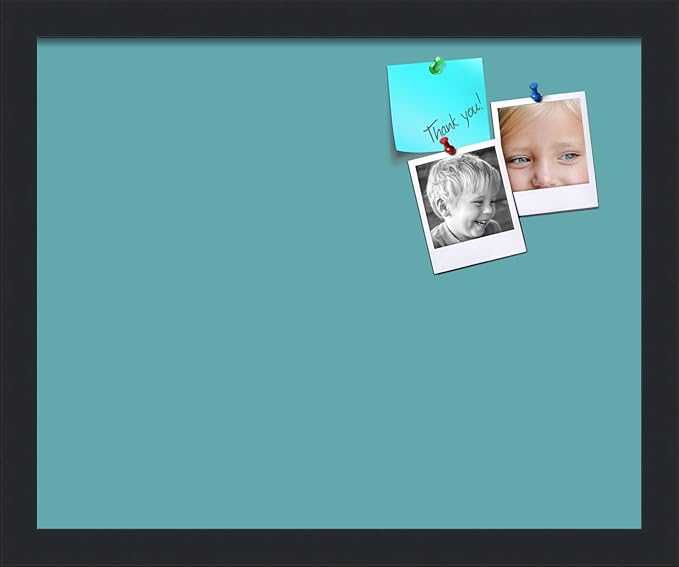 PinPix 16x13 Inch Cork Bulletin Board. This Decorative Framed Pin Board Comes with Aqua Pastel Design and a Satin Black Frame. Ideal for Home Office Decor or Message Board (PinPix-1806)-DeskLoop Office